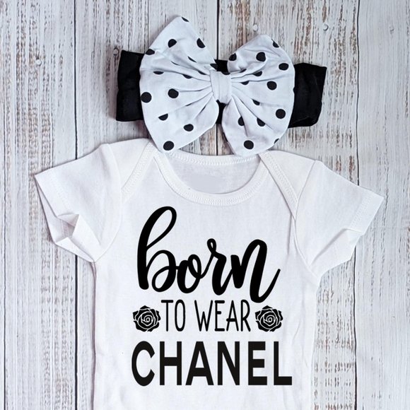 Baby Girl Outift Born To Wear Chanel 2PC NEW - Picture 2 of 3